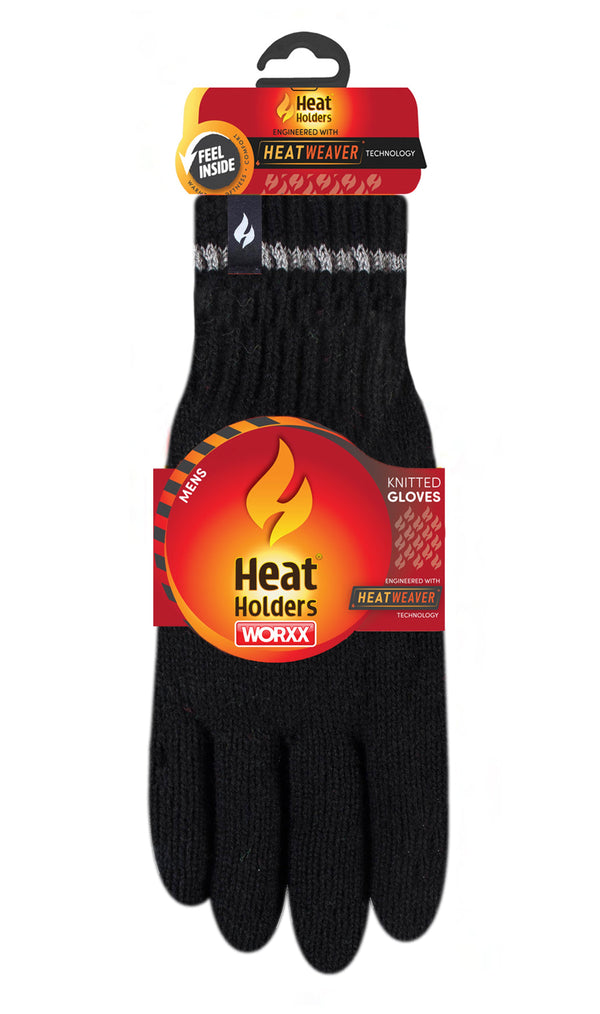 heat holders Men's Richard Flat Knit Gloves with Grips Black
