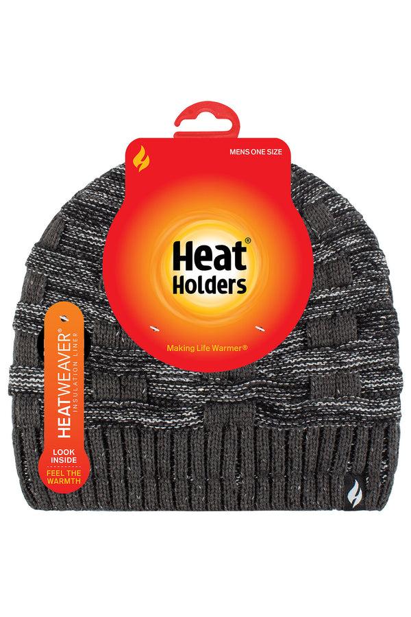 Heat Holders Men's Shaun Snowsports Basketweave Knit Hat Charcoal/Cream