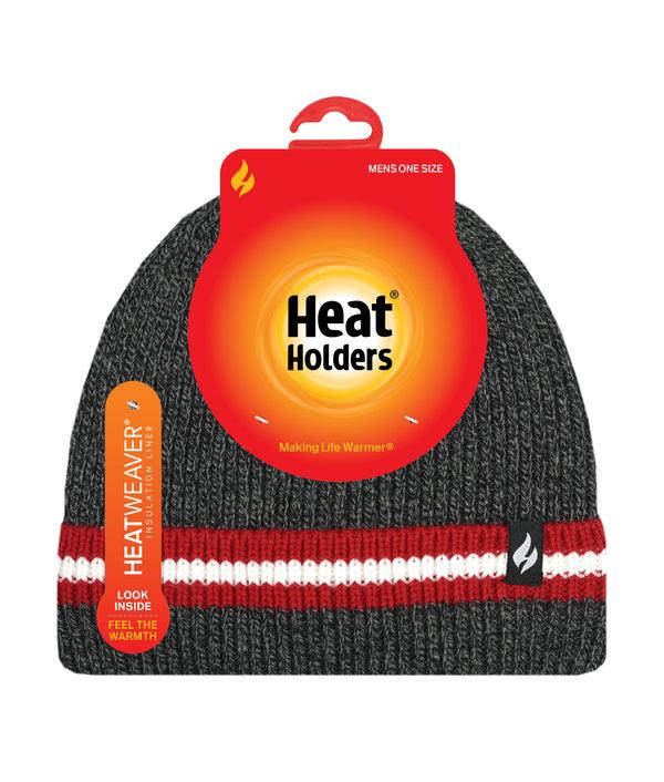 Heat Holders Men's Simon Rib Knit Roll Up Hat Black