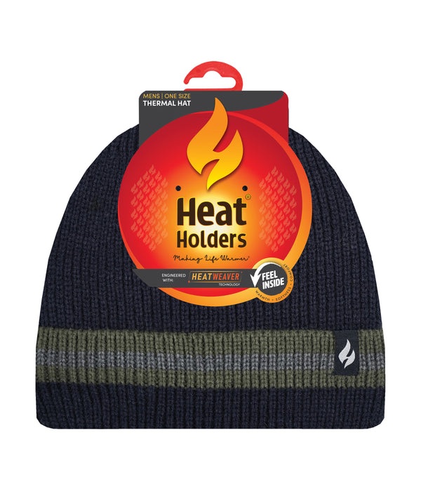 Heat Holders Men's Simon Rib Knit Roll Up Hat Black