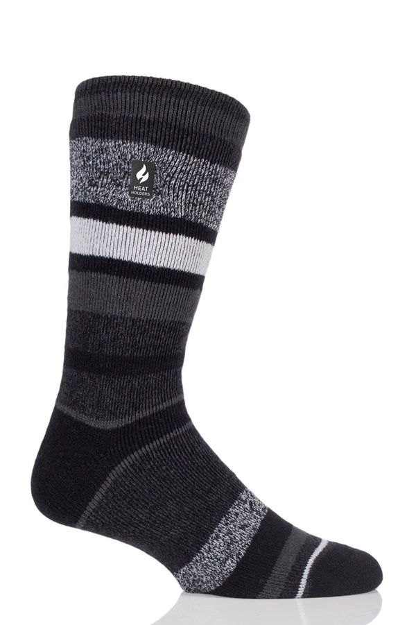 Heat Holders Men's Starling Stripe LITE™ Crew Socks Black/Charcoal