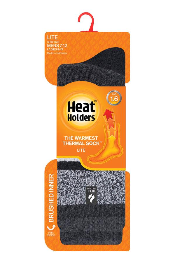 heat holders Men's Starling Stripe LITE™ Crew Socks Black/Charcoal