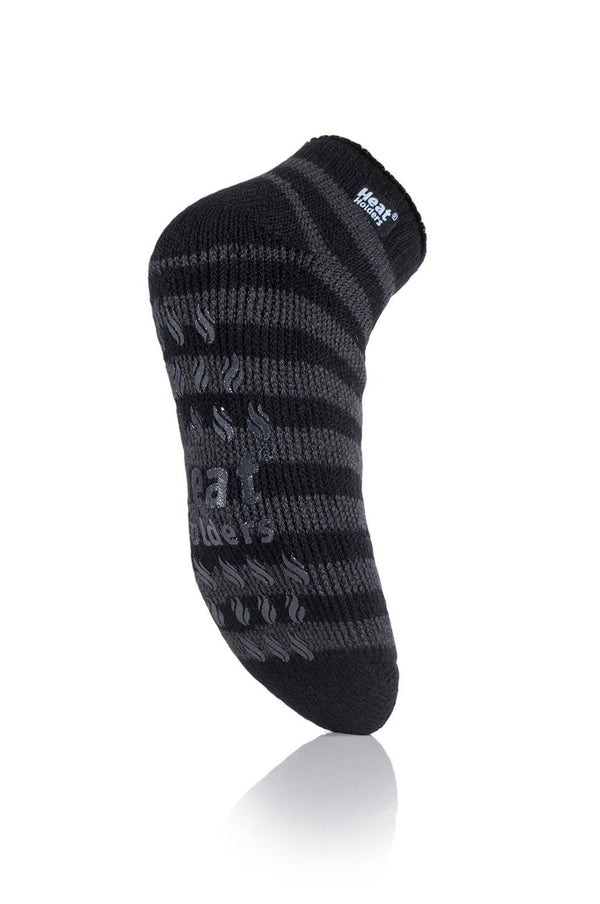 Heat Holders Men's Stripe Ankle Slipper Socks Black/Charcoal