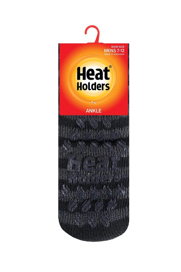 heat holders Men's Stripe Ankle Slipper Socks Black/Charcoal