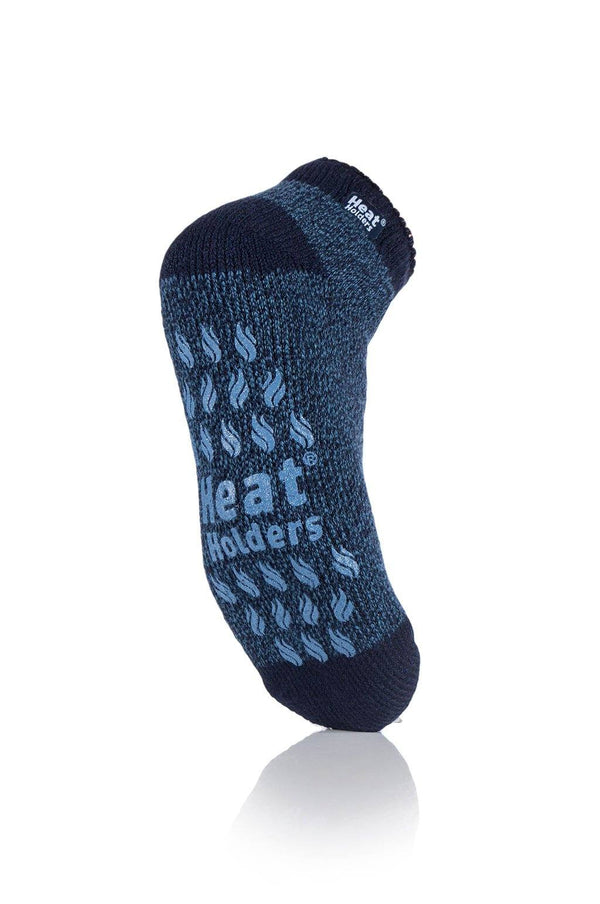 Heat Holders Men's Twist Ankle Slipper Socks Navy With Denim Grip