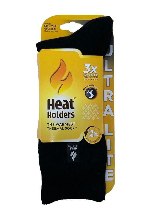 Heat Holders Men's Ultra Lite Jim Honeycomb Top Crew Sock Black