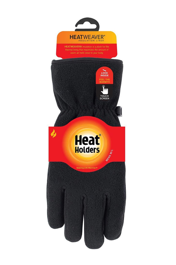 heat holders Men's Waterton Classic Fleece Touch Screen Gloves Black