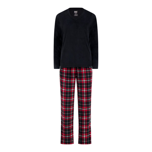 Heat Holders Mira Microplush Pajama Set Black/Red/Black