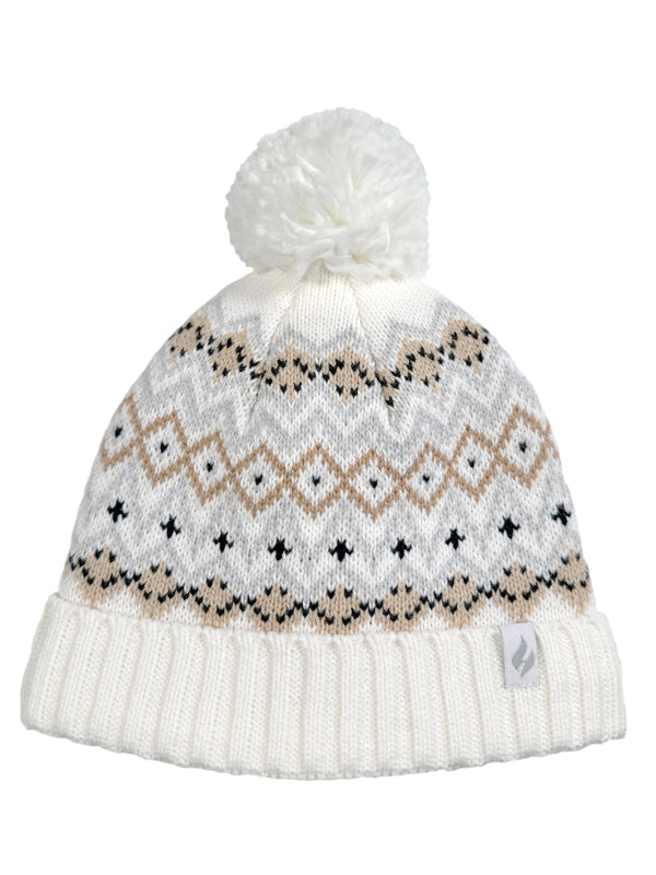 Heat Holders Women's Astrid Fairisle Pompom Hat Beige