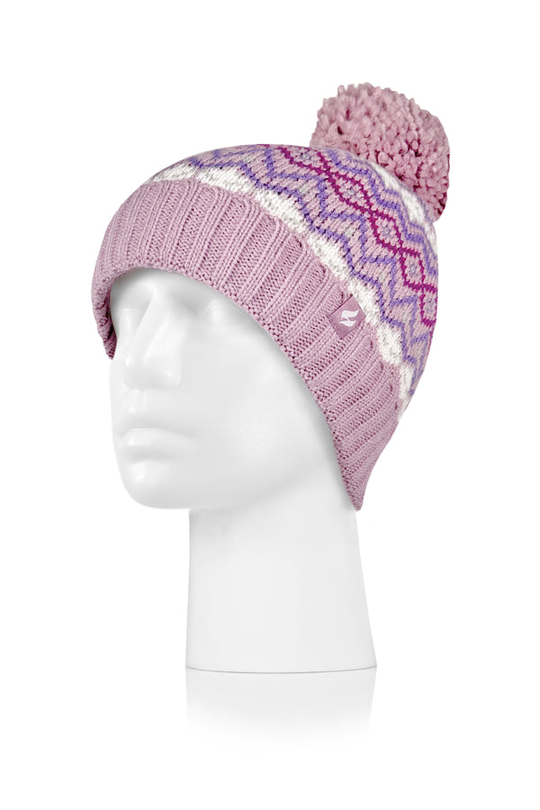 Heat Holders Women's Astrid Fairisle Pompom Hat Beige