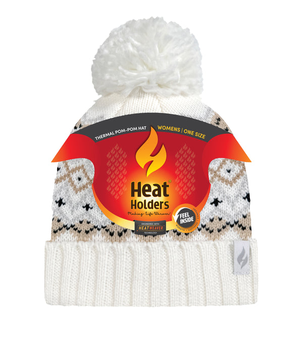 heat holders Women's Astrid Fairisle Pompom Hat Beige