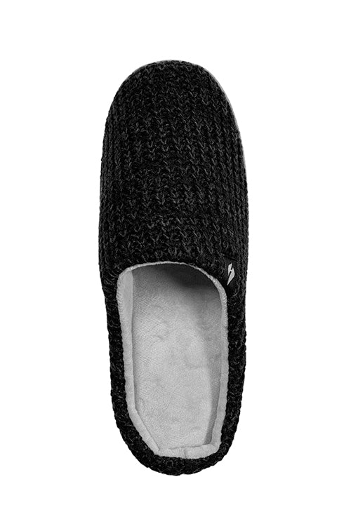 Heat Holders Women's Audrey Rib Knit Scuff Slipper Black