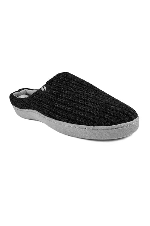 heat holders Women's Audrey Rib Knit Scuff Slipper Black