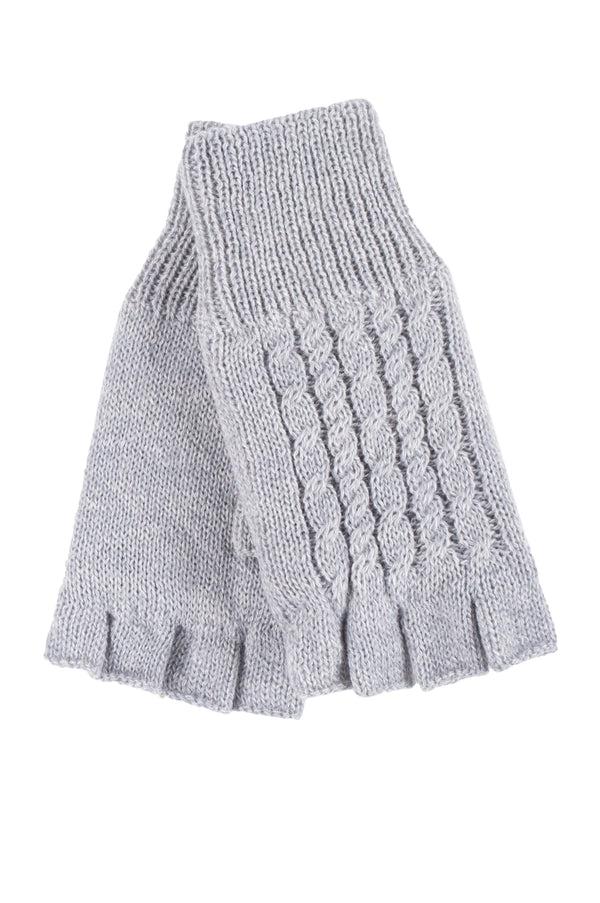 Heat Holders Women's Ayla Solid Cable Knit Fingerless Gloves Cloud Grey