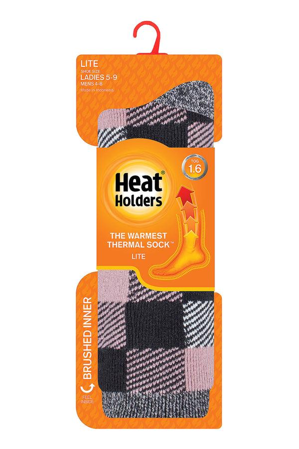 heat holders Women's Britney LITE™ Buffalo Checked Crew Socks Cream