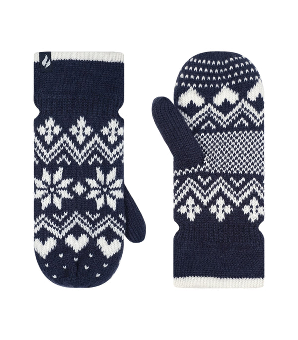 Heat Holders Women's Brussels Geometric Mittens Navy