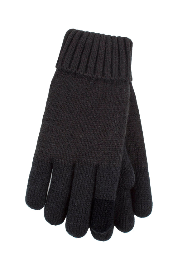 Heat Holders Women's Cathy Flat Knit Glove With Touch Screen Black