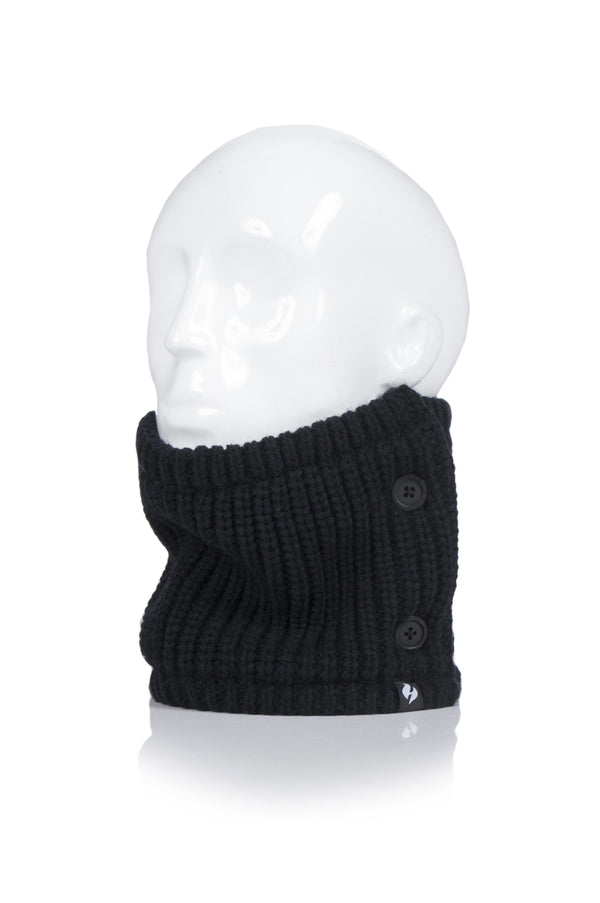 Heat Holders Women's Clyde Neck Warmer With Buttons Black