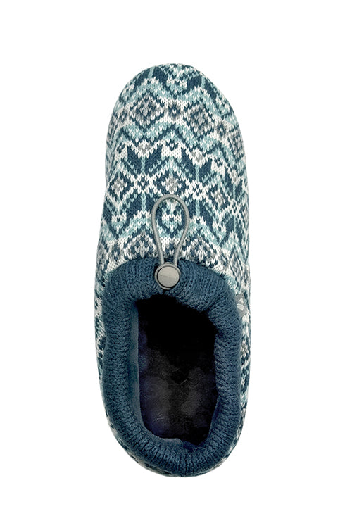 Heat Holders Women's Emma Fairisle Knit Drawstring Slippers Blue