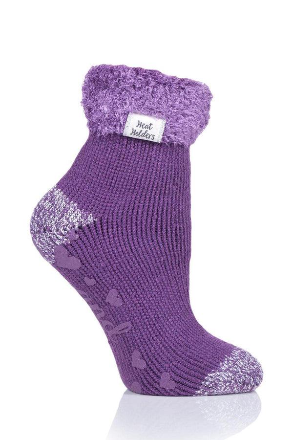Heat Holders Women's Feather Cuff Lounge Socks Aubergine
