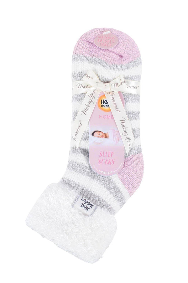 heat holders Women's Feather Cuff Sleep Socks Cream/Light Grey