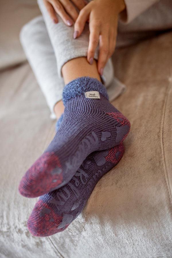 Heat Holders Women's Feather Top Lounge Socks Muted Blue