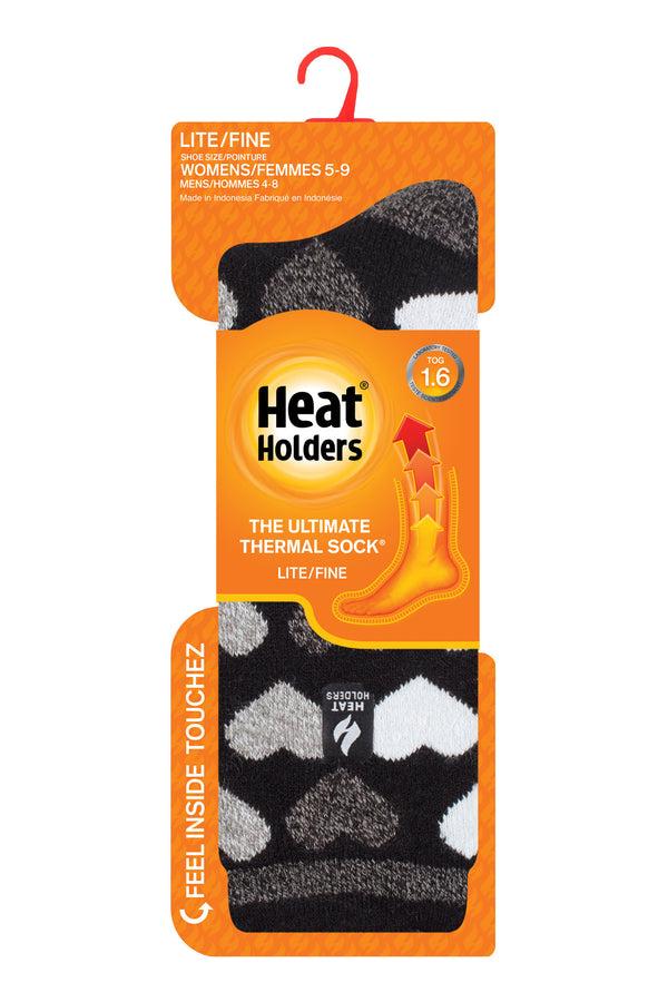 heat holders Women's Jennifer LITE™ Heart Crew Socks Black Mono
