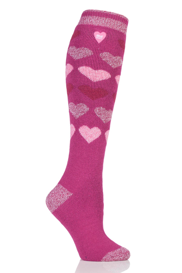 Heat Holders Women's LITE™ Jacquard Hearts Long Socks Cerise/Raspberry