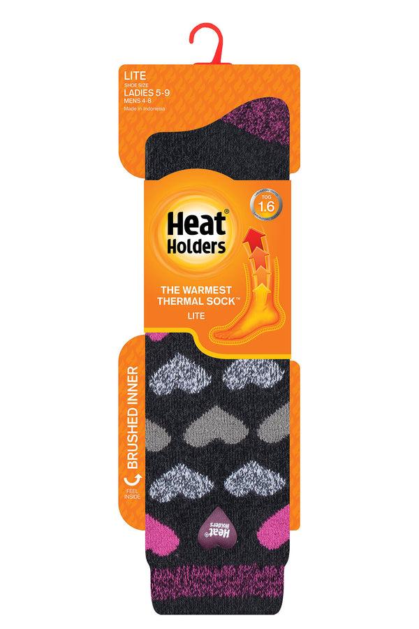 heat holders Women's LITE™ Jacquard Hearts Long Socks Cerise/Raspberry