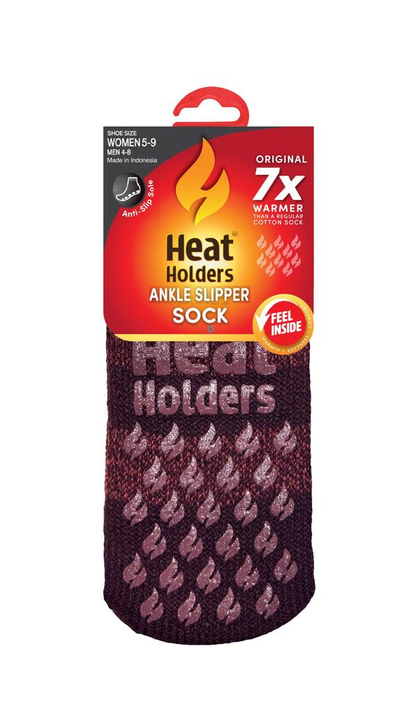 Heat Holders Women's Liv Stripe Ankle Slipper Sock Cabernet Wine