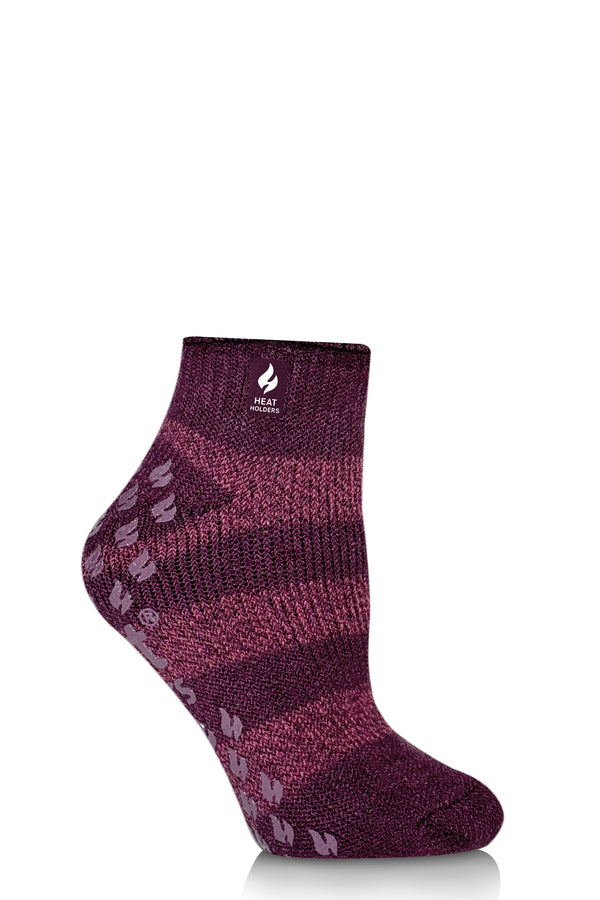 heat holders Women's Liv Stripe Ankle Slipper Sock Cabernet Wine