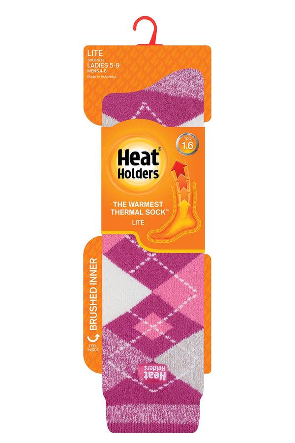 heat holders Women's Long Argyle LITE™ Socks Cerise/Raspberry