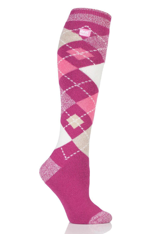 Heat Holders Women's Long Argyle LITE™ Socks Cerise/Raspberry