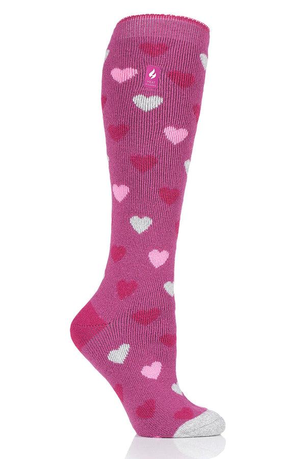 Heat Holders Women's Mahonia LITE™ Jacquard Hearts Long Socks Pink
