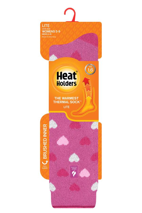heat holders Women's Mahonia LITE™ Jacquard Hearts Long Socks Pink