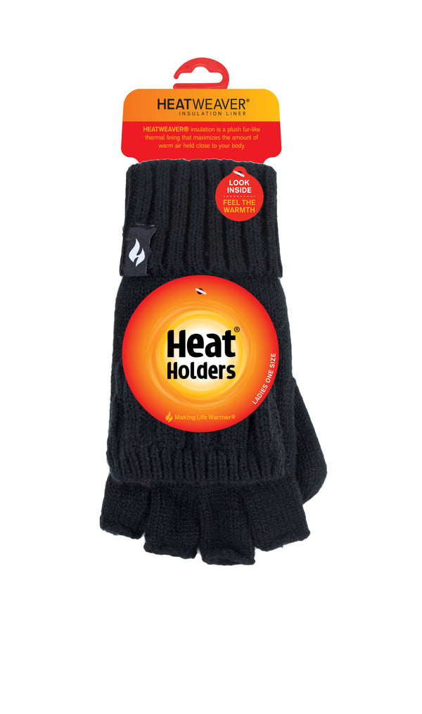 heat holders Women's Melinda Cable Knit Converter Gloves Black