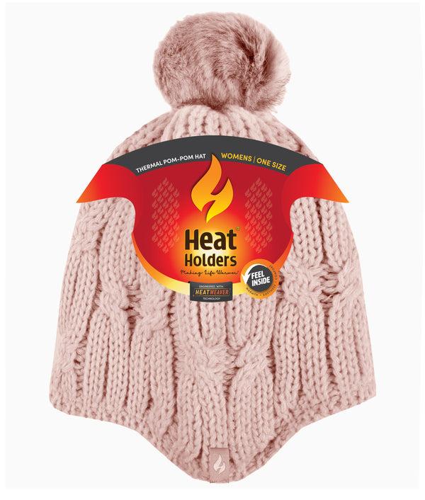 heat holders Women's Nikki Cosy Ears Hat w/ Pom Pom Dusty Pink