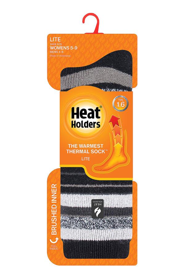 heat holders Women's Peony LITE™ Multi Stripe Crew Socks Grey/Light Grey