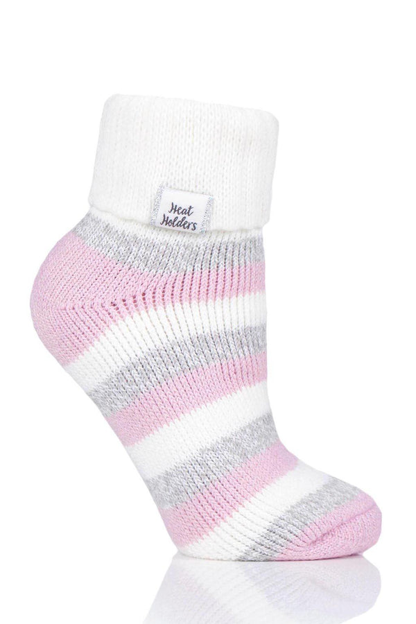 Heat Holders Women's Rib Cuff Sleep Socks Cream/Light Pink
