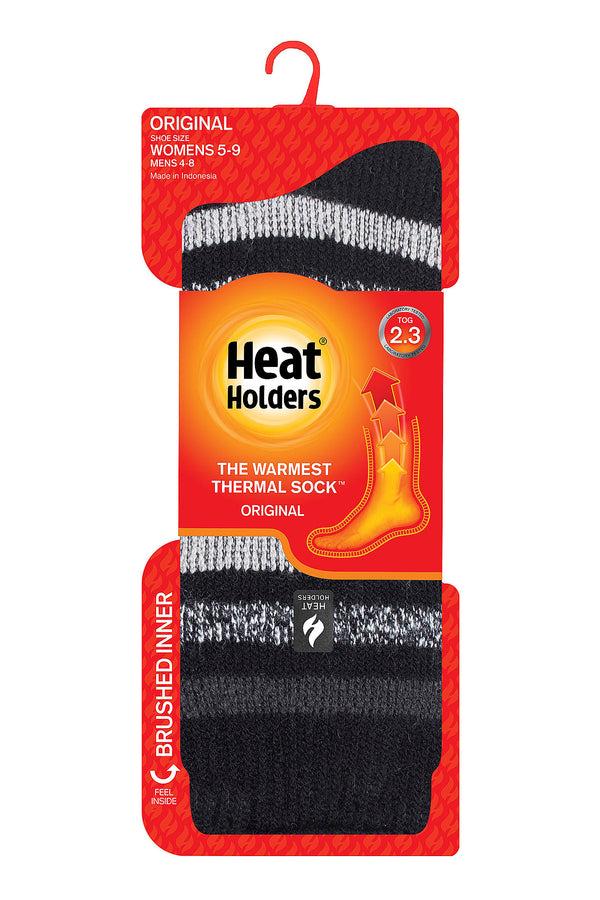 heat holders Women's Rosebud Multi Twist Stripe Crew Socks Black/Light Grey