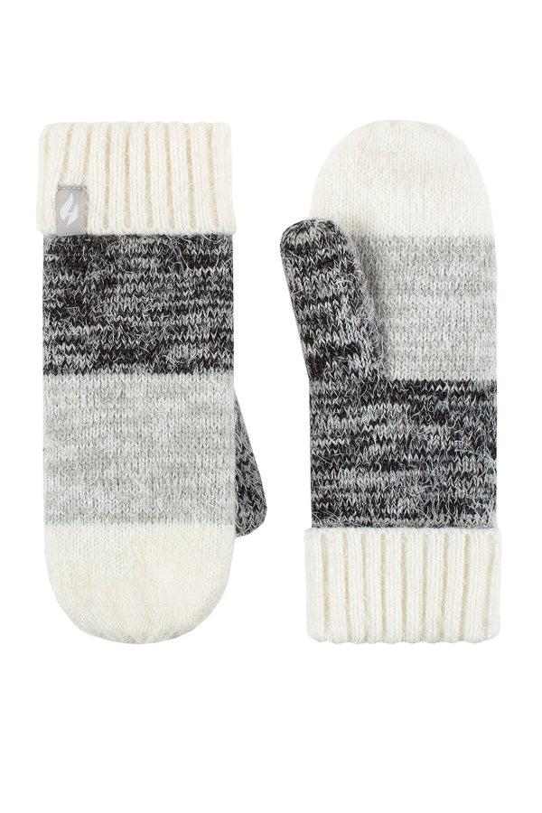 Heat Holders Women's Sloane Feather Knit Mittens Charcoal