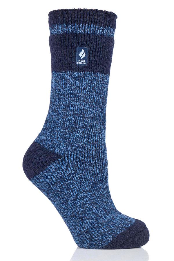 Heat Holders Women's Snowdrop ORIGINAL™ Block Twist Socks Navy/Denim