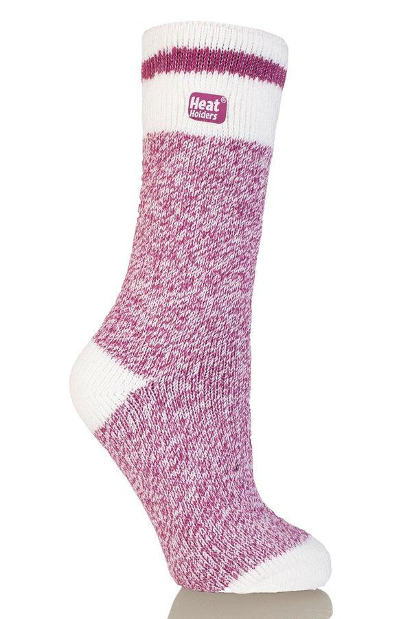Heat Holders Women's Snowdrop ORIGINAL™ Cream Block Twist Socks Berry/Berry