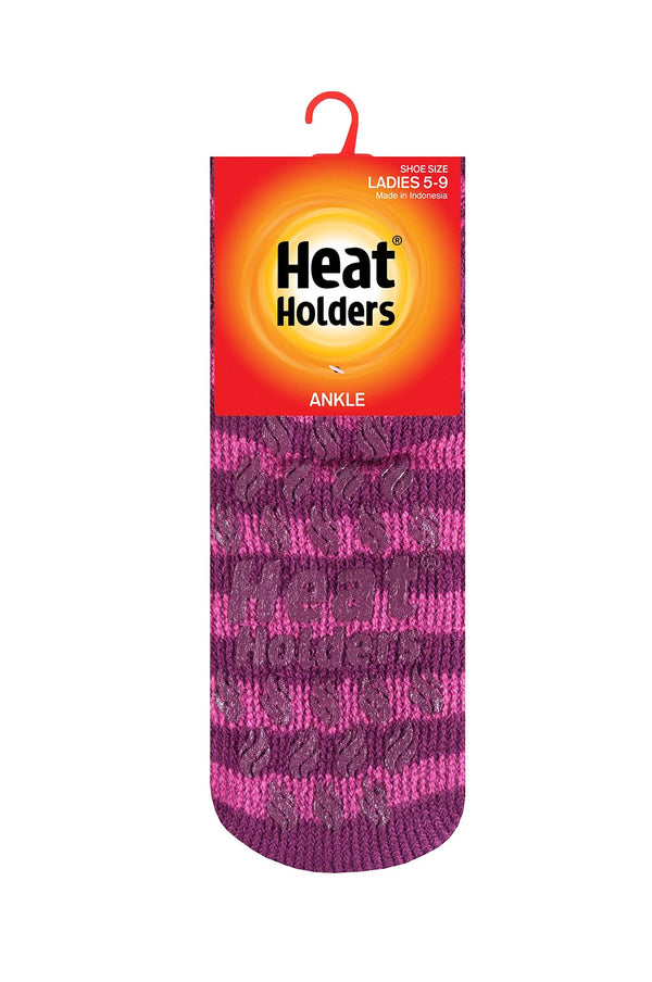 heat holders Women's Stripe Ankle Slipper Socks Deep Fuchsia/Cerise