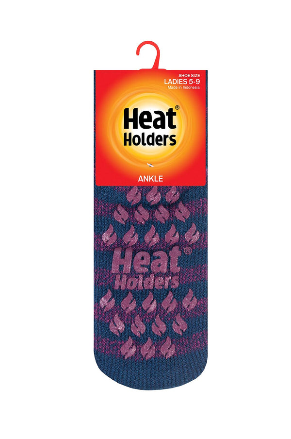 Heat Holders Women's Twist Stripe Ankle Slipper Socks Indigo/Deep Fuchsia