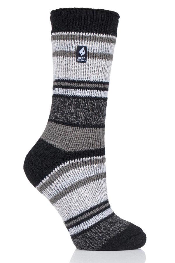 Heat Holders Women's Yasmine Multi Twist Stripe Socks Black/Light Grey
