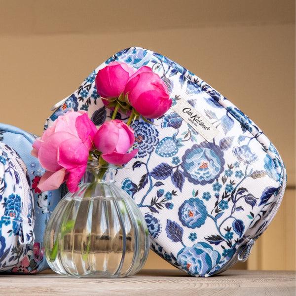 Heathcote & Ivory Make Up Bag With Mirror (Navy Carnation)