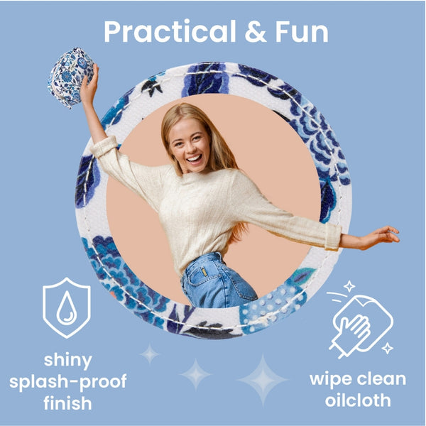 Heathcote & Ivory Make Up Bag With Mirror (Navy Carnation)