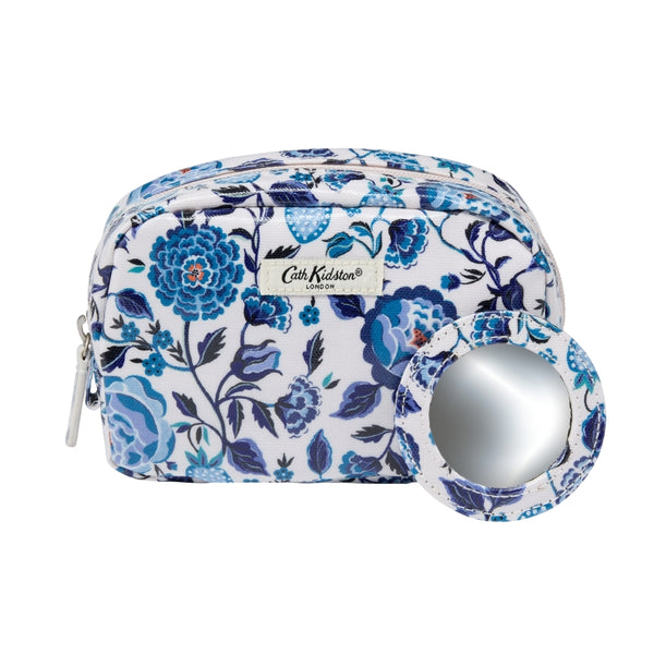 heathcote & ivory Make Up Bag with Mirror (Navy Carnation)