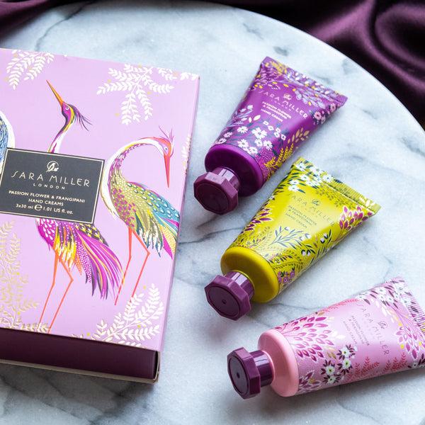 Heathcote & Ivory Sara Miller Haveli Garden Passion Flower And Frangipani Hand Cream Trio